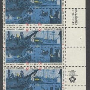 Scott# 1480-83 "BOSTON TEA PARTY" MNH PLATE STRIP (20) NICELY CENTERED