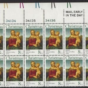 Scott# 1507 "CHRISTMAS" PLATE STRIP (20) MNH, NICELY CENTERED