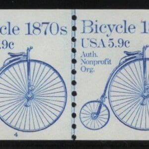 Scott# 1901 "BICYCLE" MNH COIL LINE PAIR WITH PLATE #4 NICELY CENTERED