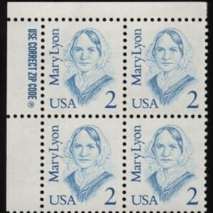Scott# 2169 "MARY LYON - EDUCATOR" ZIP BLOCK (4) MNH