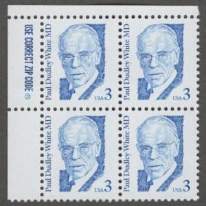 Scott# 2170 "P.D. WHITE - CARDIOLOGIST" ZIP BLOCK (4) MNH