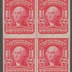 Scott# 320 "WASHINGTON" MNH/MINT TYPE I IMPERF CENTERLINE BLOCK (4)