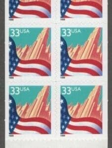 Scott# 3278a,b,c (BK275) "FLAG OVER CITY" INTACT VENDING BKLT (15) PLATE # V1111
