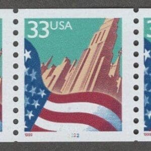 Scott# 3280 "FLAG OVER CITY" LARGE 1999 DATE PNC (3) #2222