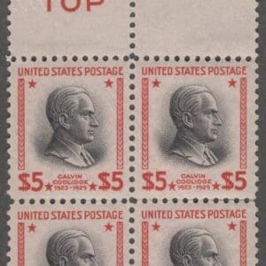 Scott# 834 CALVIN COOLIDGE TOP BLOCK (4) VERY NICELY CENTERED