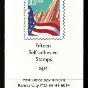 Scott# 3278a,b,c (BK275) "FLAG OVER CITY" INTACT VENDING BKLT (15) PLATE # V1111 - Image 2