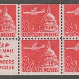 Scott# C64b "AIRLINER & CAPITAL DOME" SCARCE MNH BKLT PANE (5+1) SLOGAN II