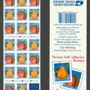 Scott# 2494a PEACHES & PEAR MNH UNFOLDED S/A BOOKLET PANE (20)