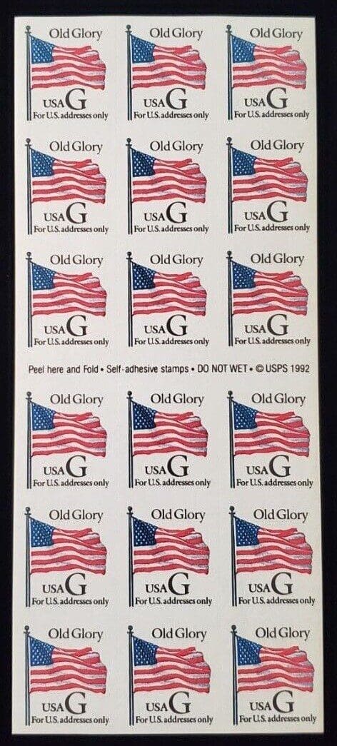 Scott# 2887 BLACK "G" RATE, S/A UNFOLDED MNH ATM BOOKLET PANE (18)