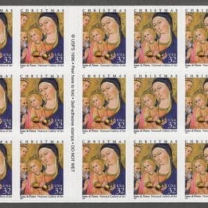 Scott# 3176 "MADONNA & CHILD by SANO di PIETRO" MNH BOOKLET PANE (20) P# 2222
