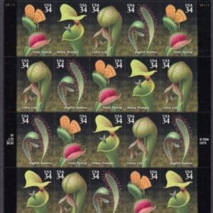Scott# 3528-31 "CARNIVOROUS PLANTS" S/A MNH SHEET (20)