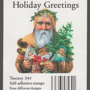 Scott# 3537-40 (3540g) "SANTA CLAUS" MNH LARGE DATE BOOKLET BLOCK (4) MNH, PLATE# S3333 - Image 2