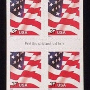 Scott# 3634a "FLAG" MNH UNFOLDED BOOKLET PANE 10, PLATE# V1111