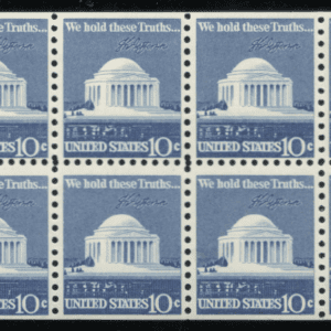 Scott# 1510c "JEFFERSON MEMORIAL" MNH BOOKLET PANE (8)