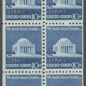 Scott# 1510d "JEFFERSON MEMORIAL" MNH BOOKLET PANE (6)