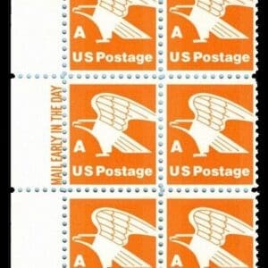 Scott# 1735 "MAKE-UP "A" RATE MAIL EARLY BLOCK (6) MNH, NICELY CENTERED