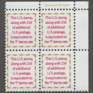 Scott# 2521 "MAKE UP RATE" ZIP BLOCK (4) MNH, NICELY CENTERED