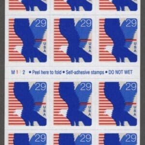 Scott# 2598a "EAGLE" MNH UNFOLDED S/A BOOKLET PANE (18) P# M112