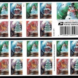 Scott# 5816-19 "SNOW GLOBES" BOOKLET PANE (20) PLATE #P1111