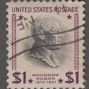 Scott# 832 "WOODROW WILSON" USED WITH FLAG CANCEL