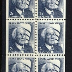Scott# 1280c "FRANK LLOYD WRIGHT" MNH DULL GUM BOOKLET PANE (6)