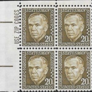 Scott# 1289 "G. C. MARSHALL - STATESMAN" MNH ZIP BLOCK (4)