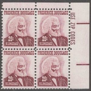Scott# 1290 "FREDERICK DOUGLAS - ABOLITIONIST" ZIP BLOCK (4) MNH