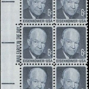 Scott# 1393 "DWIGHT D EISENHOWER" MAIL EARLY BLOCK (6) MNH