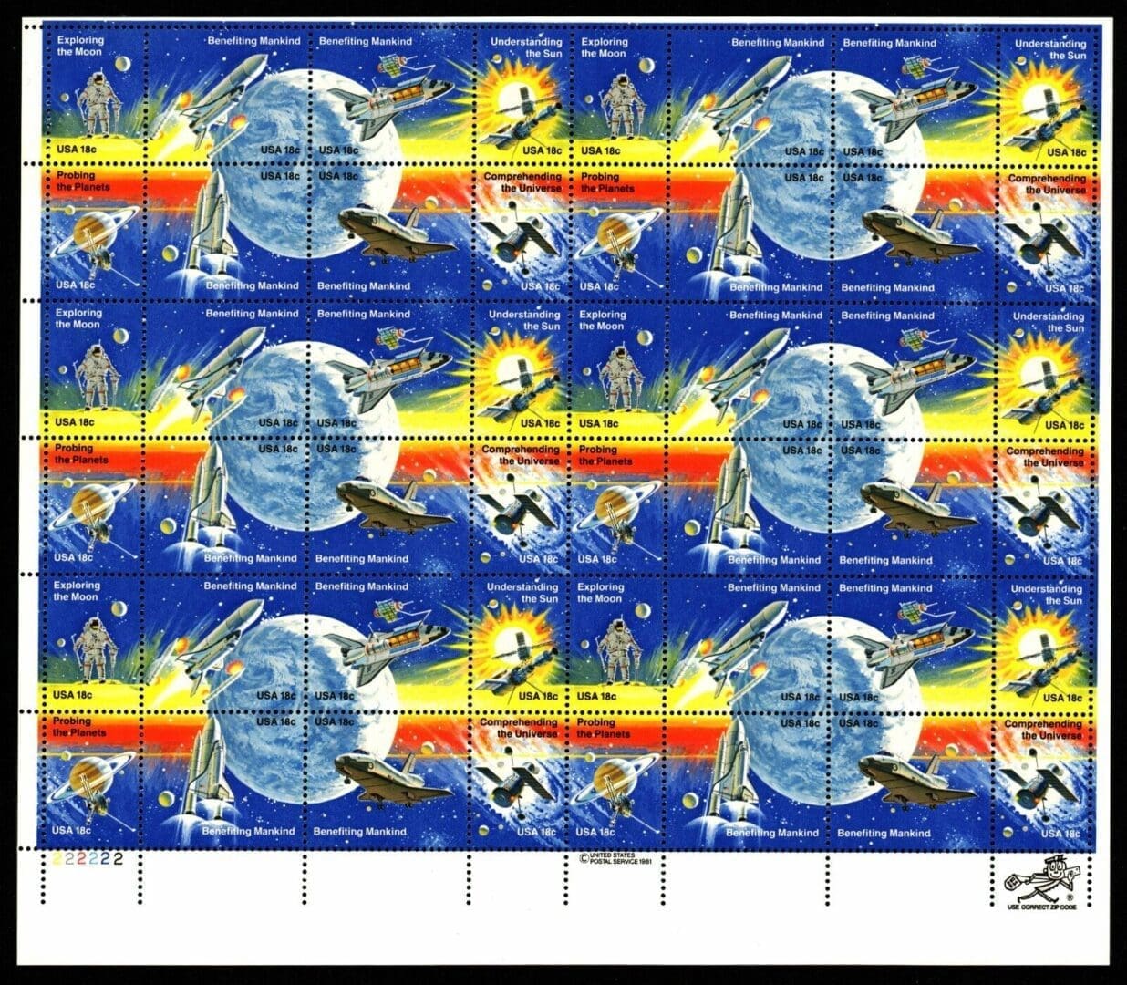 Scott# 1912-19 "SPACE ACHIEVEMENTS" MNH FULL SHEET (48) NICELY CENTERED