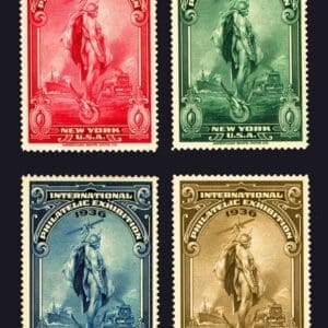 1936 N.Y. INTERNATIONAL STAMP EXPO CINDERELLAS SET (4) MNH, NICELY CENTERED