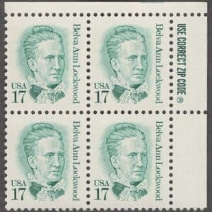 Scott# 2178 "BELVA LOCKWOOD - SUFFRAGETTE" ZIP BLOCK (4) MNH