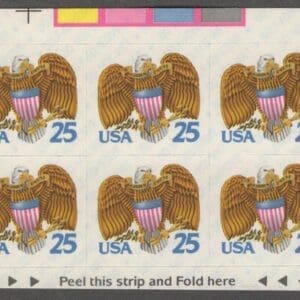 Scott# 2431a "EAGLE & SHIELD" S/A BOOKLET PANE (6) MNH, P# A1111