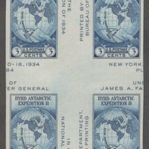 Scott# 768a "BYRD ANTARCTIC EXPEDITION" CROSS GUTTER BLOCK (4) MPVLH, NGAI
