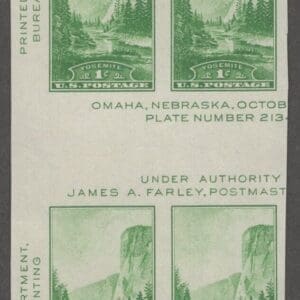 Scott# 769a "YOSEMITE" MINT BLOCK (4) WITH HORIZONTAL GUTTER, NGAI