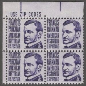 Scott# 1281 "FRANCIS PARKMAN - HISTORIAN" ZIP BLOCK (4) MNH