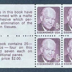 Scott# 1395c "DWIGHT D EISENHOWER" MINT BOOKLET PANE (4) + (2) LABELS
