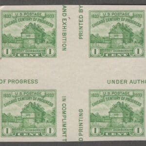 Scott# 766a "FORT DEARBORN" MNH CROSS GUTTER BLOCK (4) NGAI