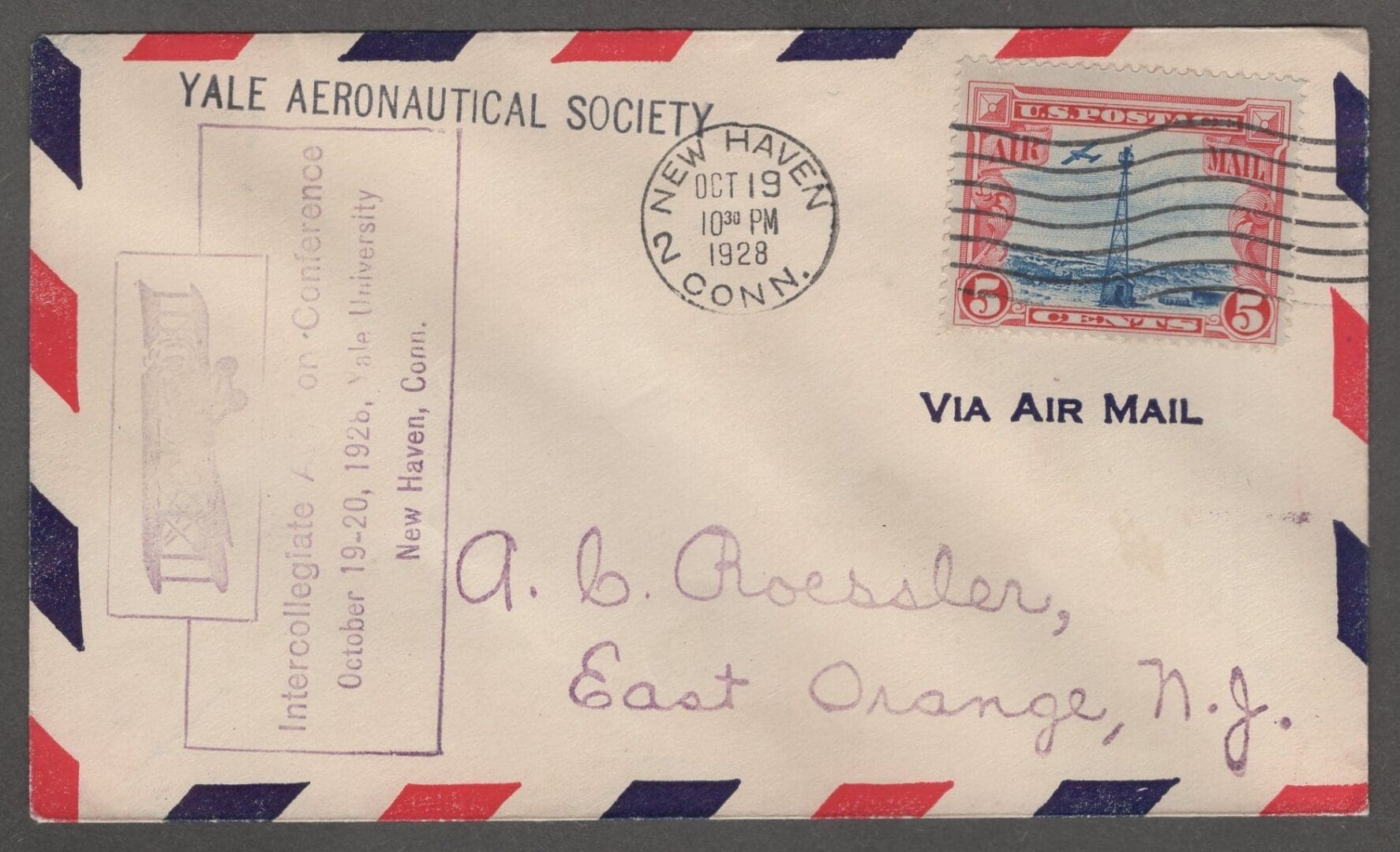 Scott# C11 "BEACON on a 1928 YALE AERONAUTICAL SOCIETY CONFERENCE COVER