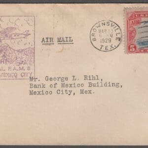 Scott# C11 "BEACON on the ROCKY MOUNTAINS" FIRST FLIGHT - FAM 8 TEXAS - MEXICO CITY