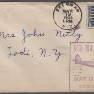 Scott# C23 "AMERICAN EAGLE" NAT'L AIRMAIL WEEK 20th ANNIVERSARY, SHERMAN N.Y.