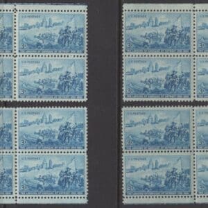 Scott# 1000 "THE LANDING OF CADILLAC" MNH MATCHED PLATE BLOCKS (4) SET, P# 24437