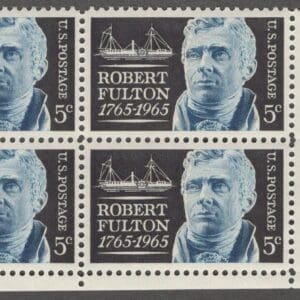 Scott# 1270 "ROBERT FULTON" MNH ZIP BLOCK (4) WITH CLIPPED CORNER