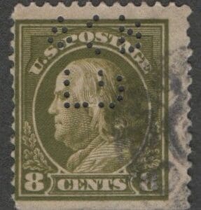 Scott# 414 "FRANKLIN" USED WITH A60 PERFIN ANGLO CALIFORNIA BANK