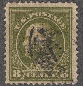 Scott# 414 "FRANKLIN" USED WITH DBL OVAL AND S9 PERFIN SINGER MFG.