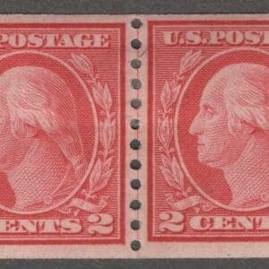 Scott# 492 "WASHINGTON" MINT COIL LINE PAIR, NICELY CENTERED