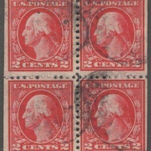 Scott# 499e "WASHINGTON" FLAT PLATE TYPE I USED BOOKLET BLOCK (4)