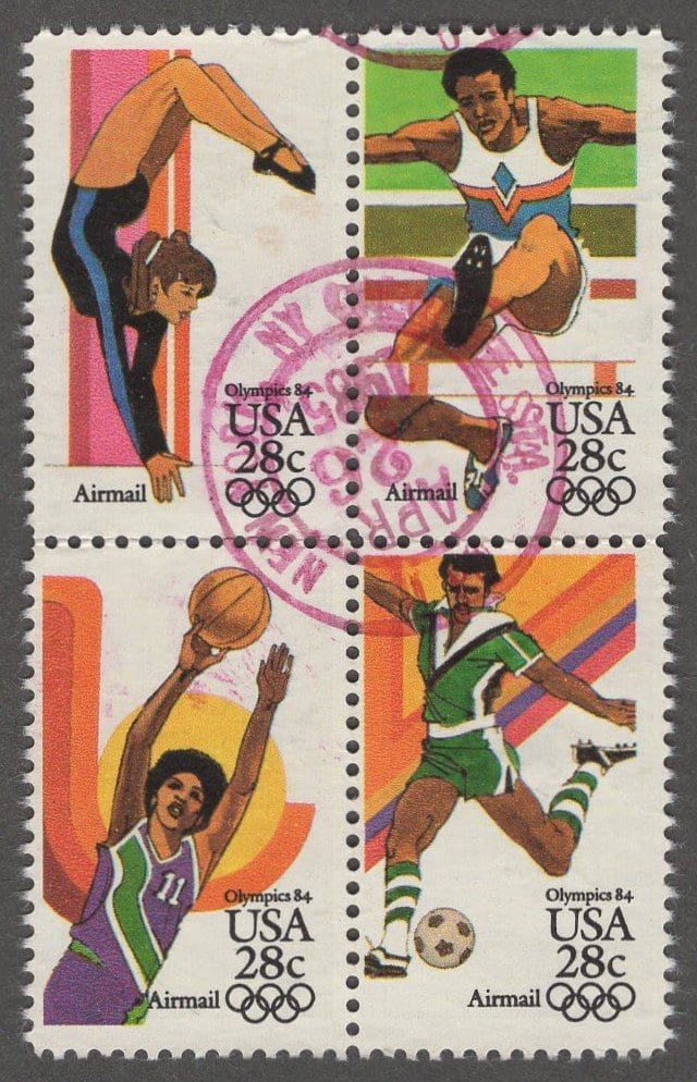 Scott# C101-104 "SUMMER OLYMPICS" USED SE-TENANT BLOCK (4) NICELY CENTERED