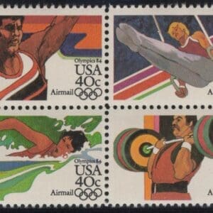 Scott# C105a-108a "SUMMER OLYMPICS" MNH LINE PERF 11 VARIETY, SE-TENANT BLOCK (4)