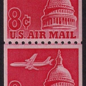 Scott# C65 "AIRLINER/CAPITAL DOME" HORIZONTAL COIL LINE PAIR, MNH