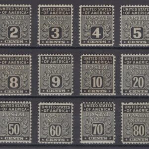 Scott# PN1-18 "POSTAL NOTES" MH/MPH COMPLETE SET (18) 1 CENT-90 CENT